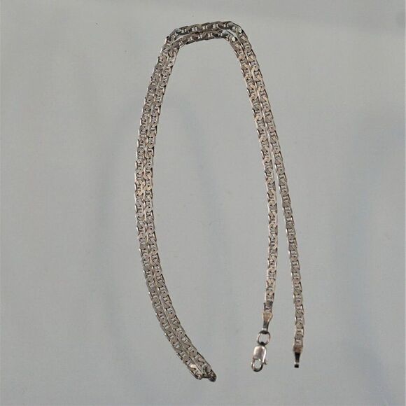 Sterling Silver 6 gr Flat Mariner Anchor Chain Necklace Unisex 17" L - Picture 5 of 10